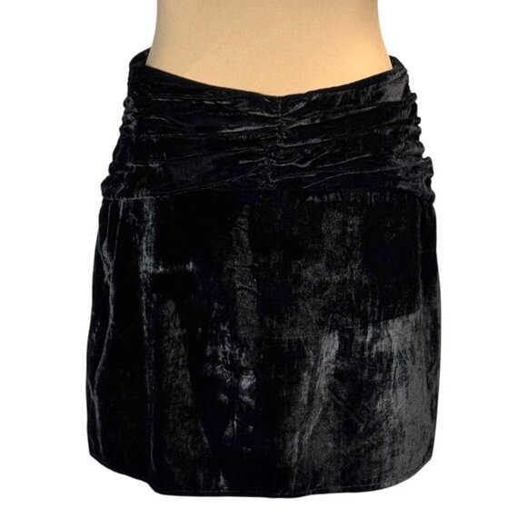 Revolve Lovers + Friends Merci Mini Skirt Sz.M Black Velvet Draped Waist Goth - Picture 6 of 13